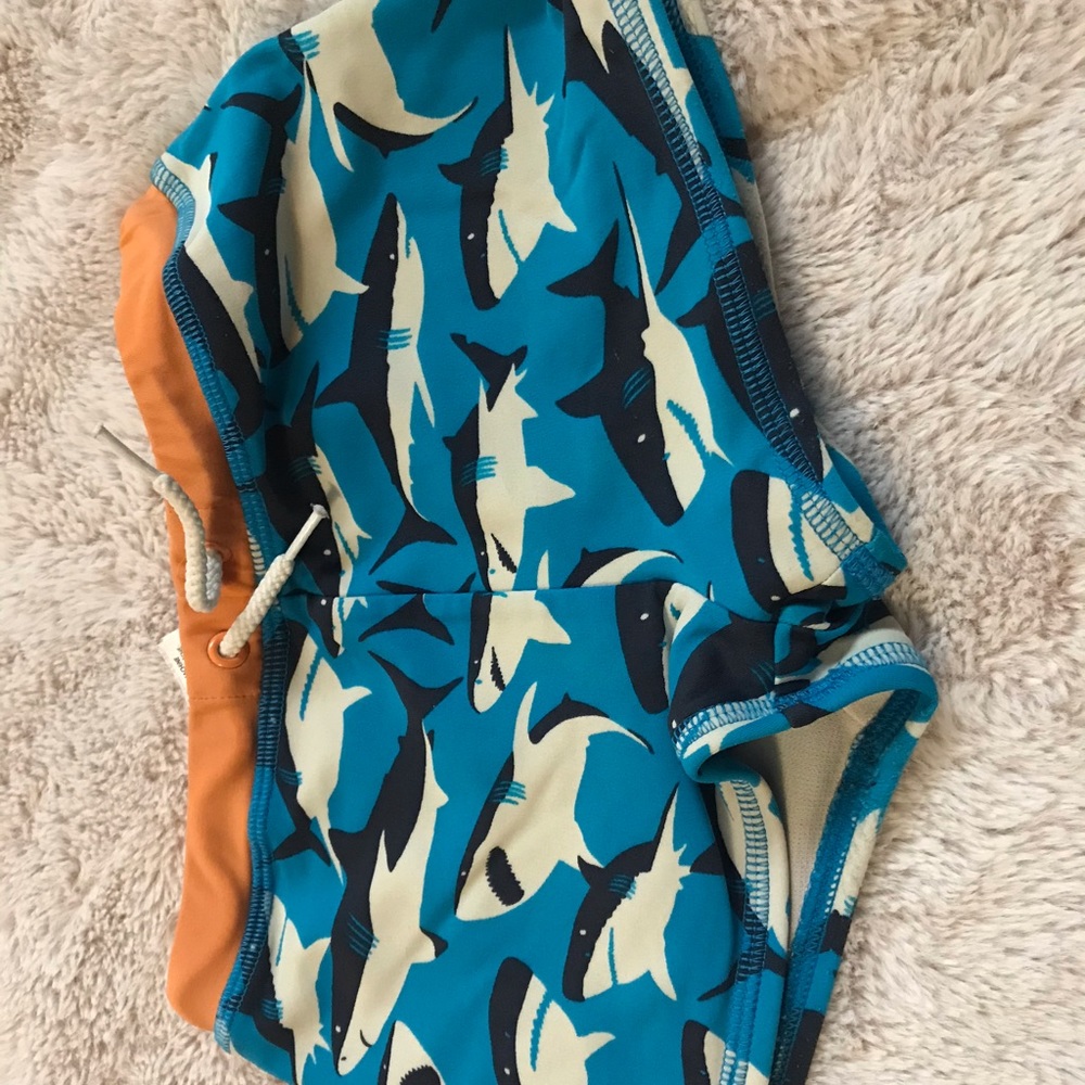 Boden shark swim trunks